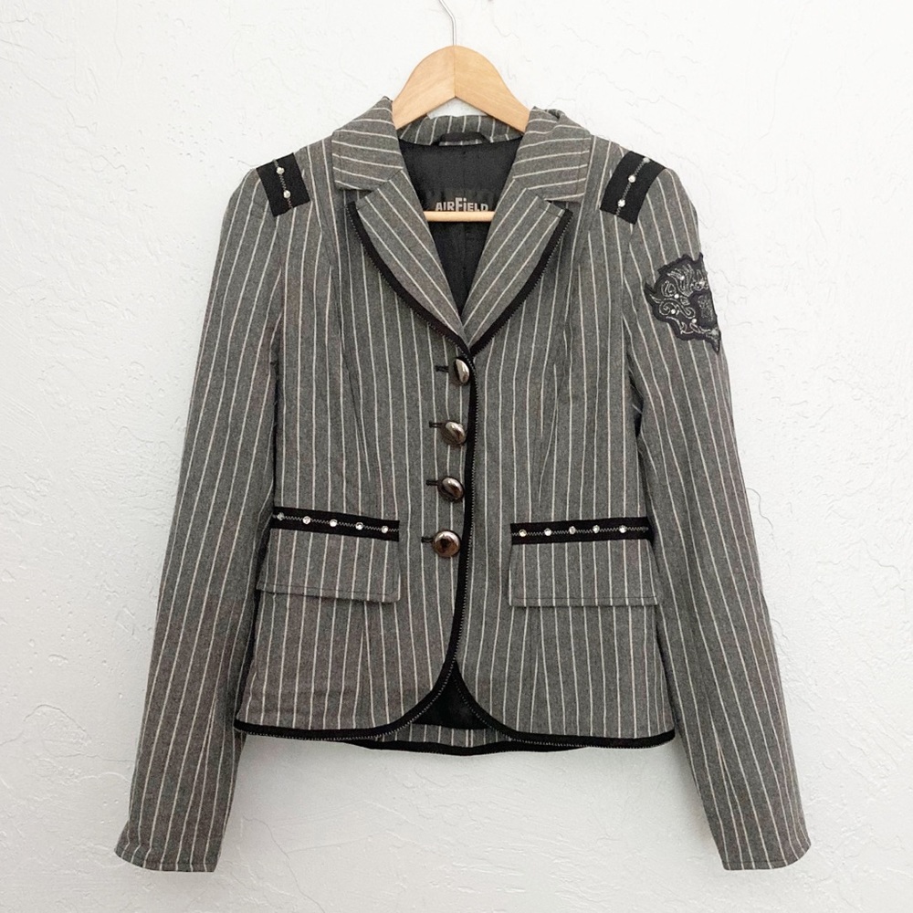 Authentic Airfield Carry Blazer Grey Striped M